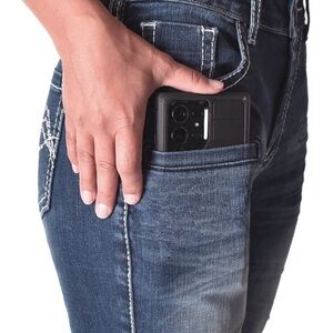 Cowgirl Tuff Stylish Dark Blue Embroidered Jeans Edgy Natural Waist. US size 12